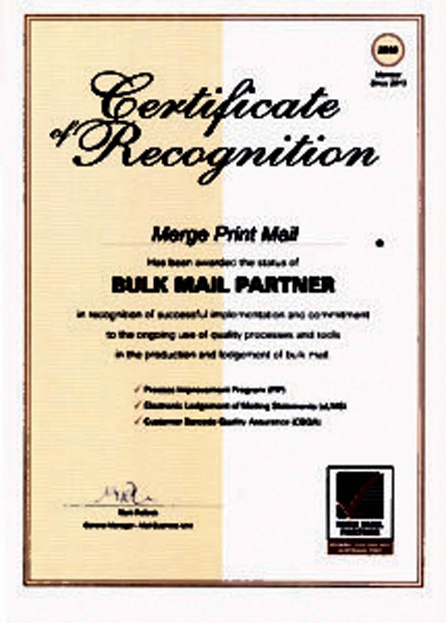 markis bulk mail partner certificate australia post